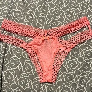 NWOT Victoria's Secret Cheeky Panties Cut Out Fishnet Honeycomb